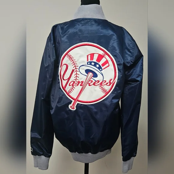 Starter New York Yankees The Ambassador Satin Full-Zip Navy Jacket NWOT- Size S - Picture 2 of 9